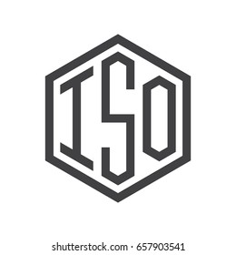 three-letter initials hexagon logo black