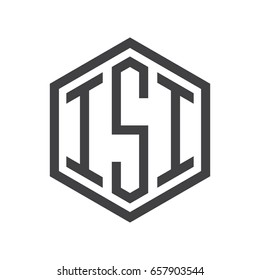 three-letter initials hexagon logo black