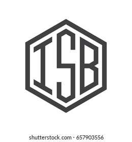 three-letter initials hexagon logo black