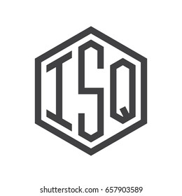 three-letter initials hexagon logo black