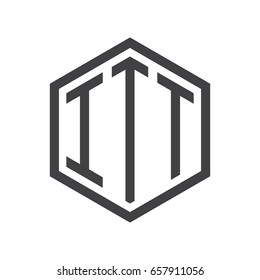 three-letter initials hexagon logo black