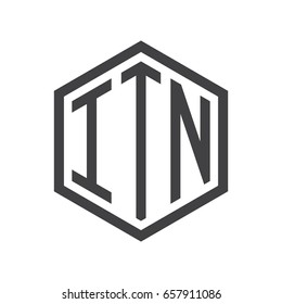 three-letter initials hexagon logo black