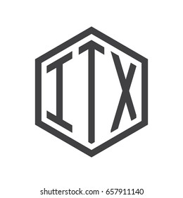 three-letter initials hexagon logo black