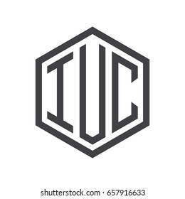 three-letter initials hexagon logo black