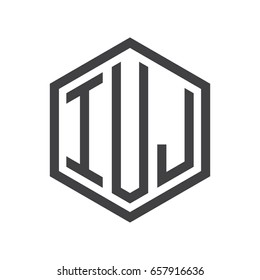 three-letter initials hexagon logo black