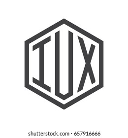 three-letter initials hexagon logo black