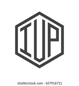 three-letter initials hexagon logo black