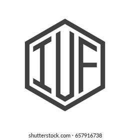 three-letter initials hexagon logo black