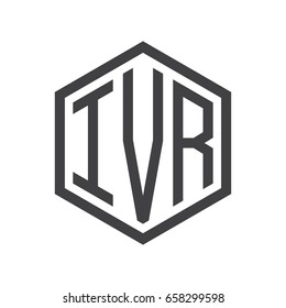 three-letter initials hexagon logo black