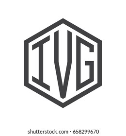three-letter initials hexagon logo black