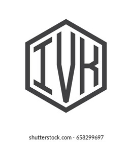 three-letter initials hexagon logo black