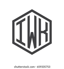 three-letter initials hexagon logo black