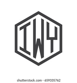 three-letter initials hexagon logo black