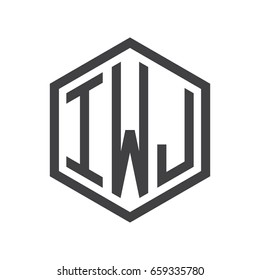 three-letter initials hexagon logo black