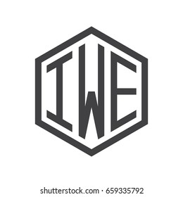 three-letter initials hexagon logo black