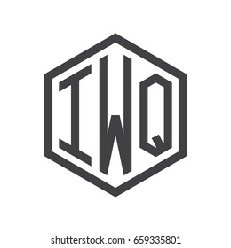 three-letter initials hexagon logo black