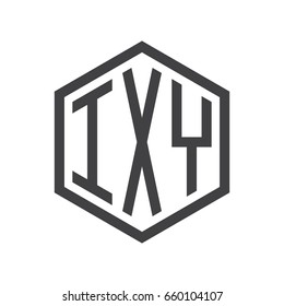 three-letter initials hexagon logo black