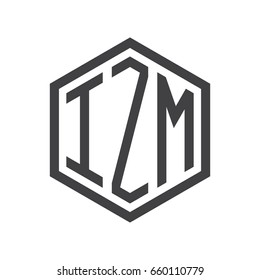 three-letter initials hexagon logo black