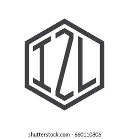 three-letter initials hexagon logo black