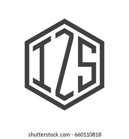 three-letter initials hexagon logo black