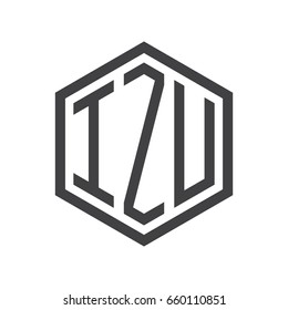 three-letter initials hexagon logo black