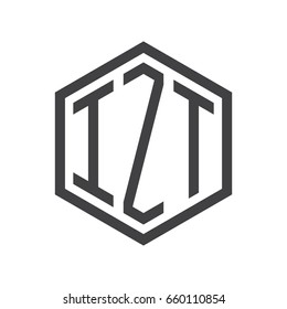 three-letter initials hexagon logo black