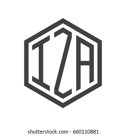 three-letter initials hexagon logo black