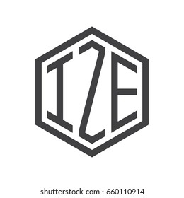 three-letter initials hexagon logo black
