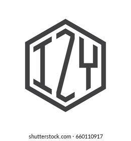 three-letter initials hexagon logo black