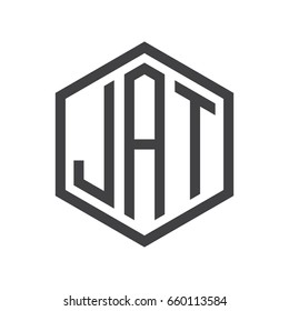 three-letter initials hexagon logo black