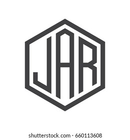 three-letter initials hexagon logo black