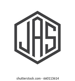 three-letter initials hexagon logo black