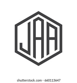 three-letter initials hexagon logo black