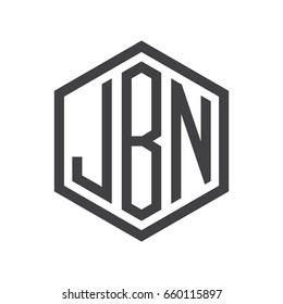 three-letter initials hexagon logo black