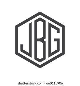 three-letter initials hexagon logo black