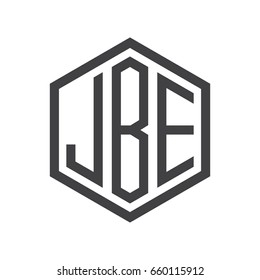 three-letter initials hexagon logo black