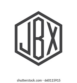 three-letter initials hexagon logo black