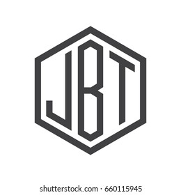 three-letter initials hexagon logo black