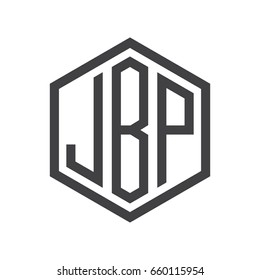 three-letter initials hexagon logo black
