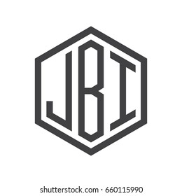three-letter initials hexagon logo black