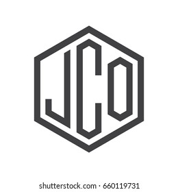 three-letter initials hexagon logo black