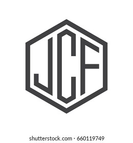 three-letter initials hexagon logo black