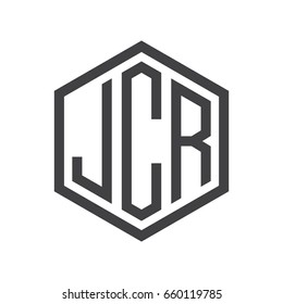 three-letter initials hexagon logo black