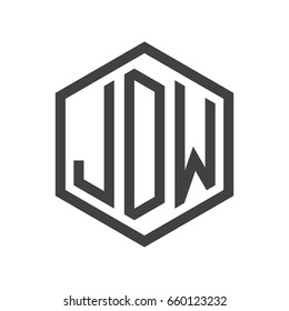 three-letter initials hexagon logo black