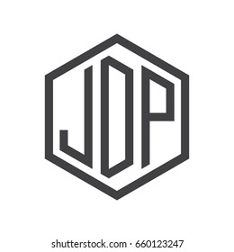 three-letter initials hexagon logo black
