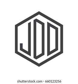 three-letter initials hexagon logo black