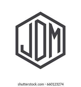 three-letter initials hexagon logo black