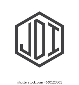 three-letter initials hexagon logo black