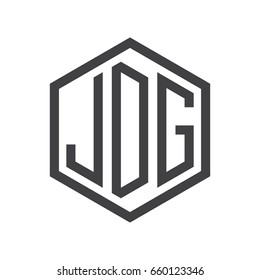 three-letter initials hexagon logo black