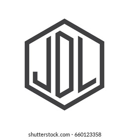 three-letter initials hexagon logo black
